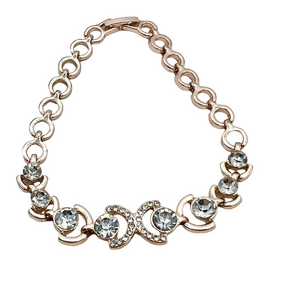 Rose gold fancy rhinestone studded bracelet